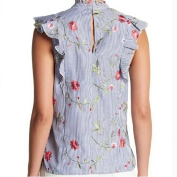 BCBGeneration Sleeveless Ruffle Embroidered Top (369) - Picture 2 of 9